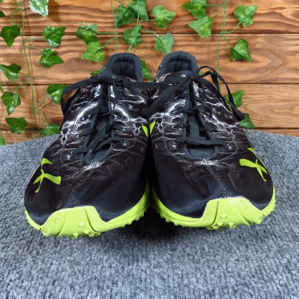 Under‎ Armour Kick Sprint Mens Track Spikes Size 14 Sprinting Black Neon Green